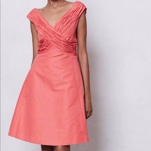 Coral Anthro party dress with ruching, size 0